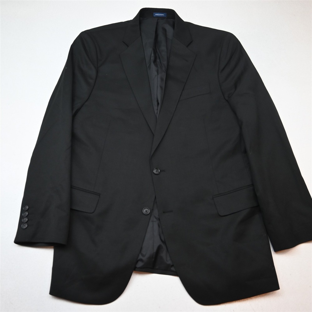 Stafford 44R Black Classic Fit Coolmax Wool Mens Blazer Suit Jacket Sport Coat